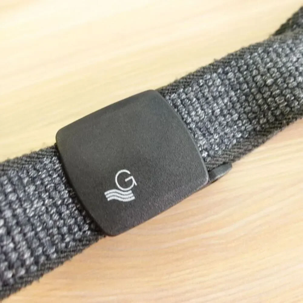 Woven‎ Black Mens Belt 36 Slide Buckle Fabric Basic No Holes Work Gevaert JAPAN